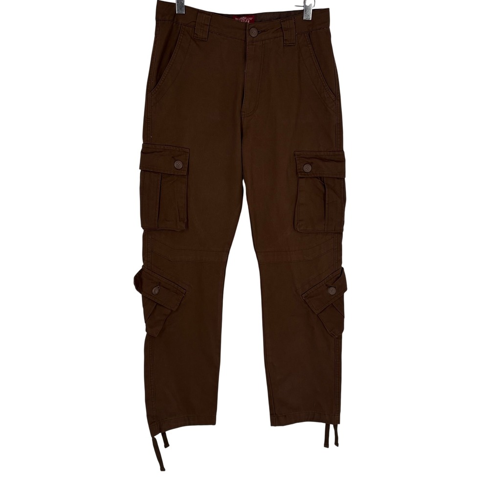 Matchstick Mens Brown Cargo Pants 32x32 Multi Pocket Utility Workwear‎ Canvas